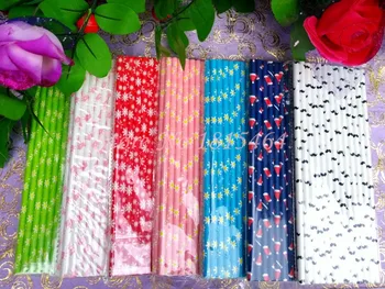

100pcs Paper Disposable Drinking Straws Party Chevron Straws Cafe West Restaurant Soda Watercress Beverage Paper Suction Tube