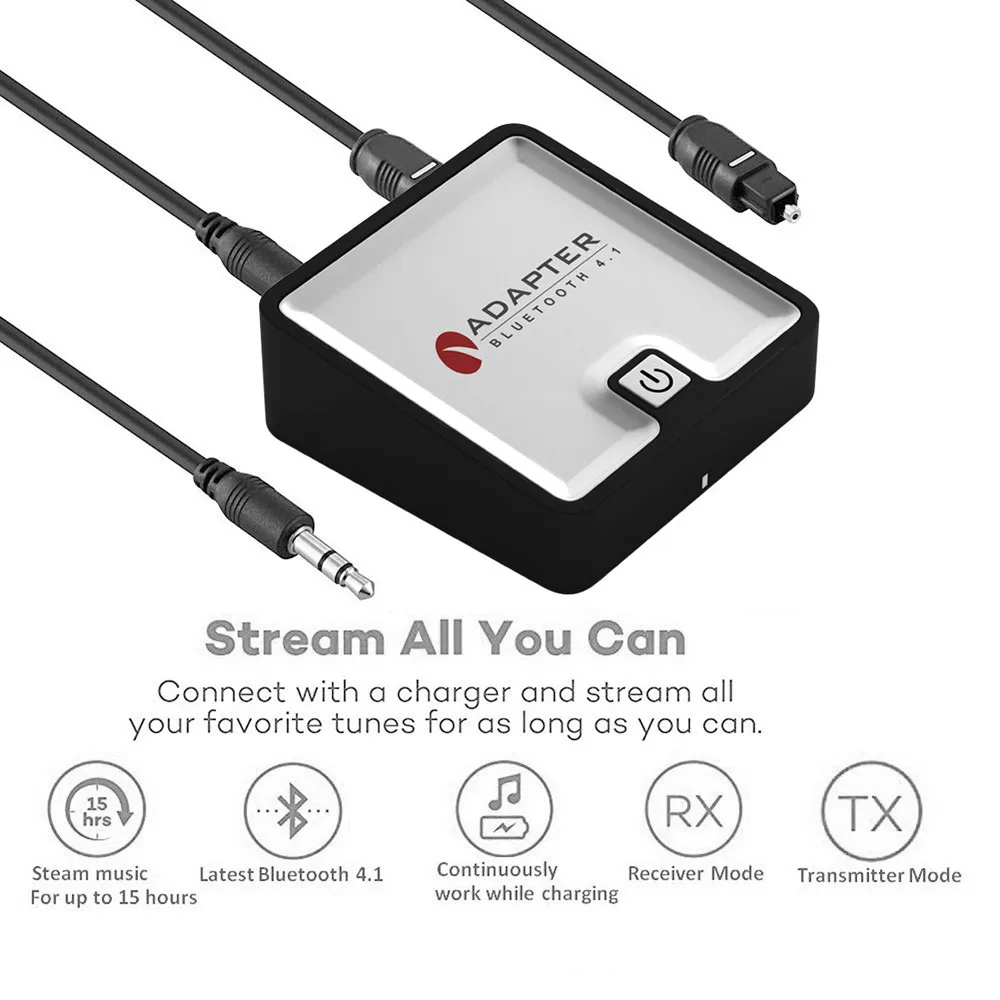 

2-in-1 Bluetooth Adapter Aptx Low Latency Wireless Audio Adapter 3.5mm/SPDIF Optical Audio Transmitter Receiver