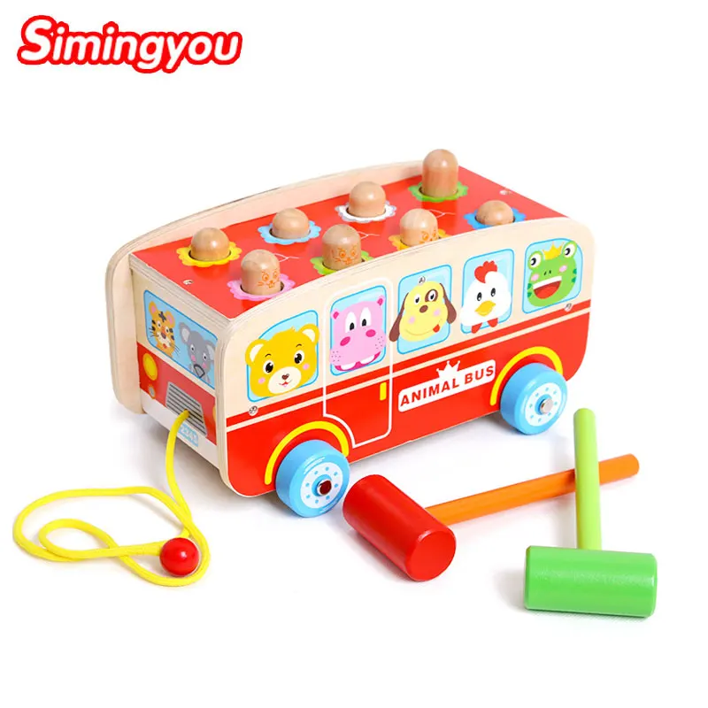 

Simingyou Puzzle Bus Hit The Gopher Toddler Educational Kindergarten Wooden Toys Animal Shape For Children C20 DropShipping