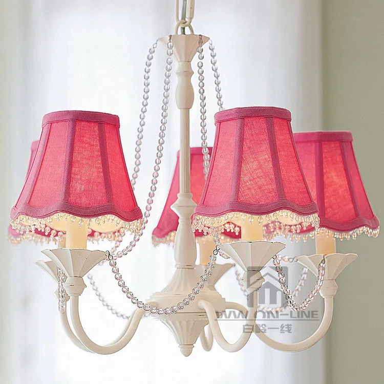

Multiple Chandelier white/blue/pink cloth lampshade light child real luminaire brief rustic fabric light ZZP