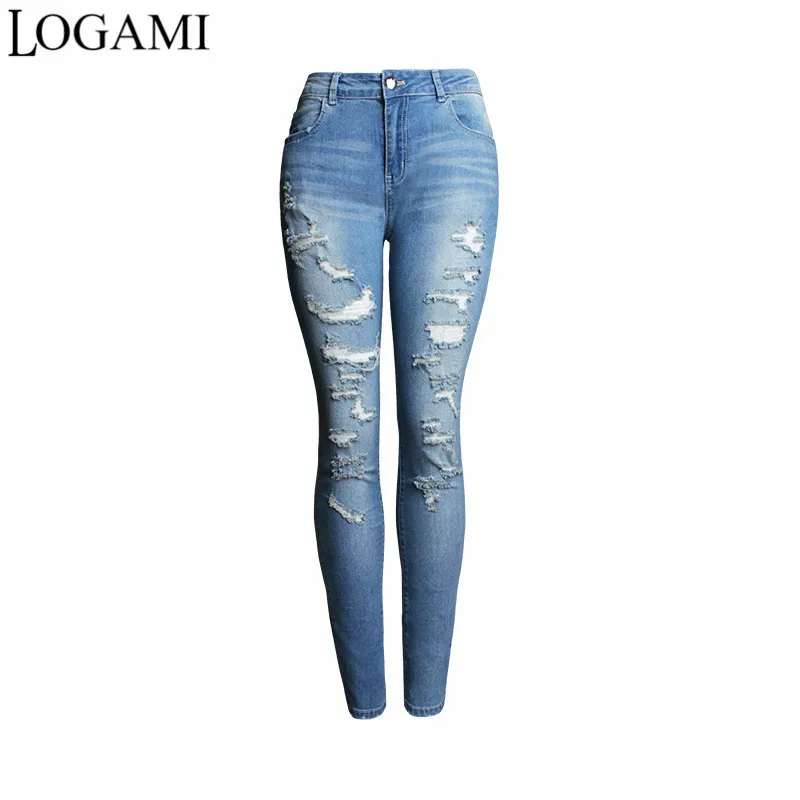 Aliexpress.com : Buy LOGAMI High Waist Ripped Jeans for