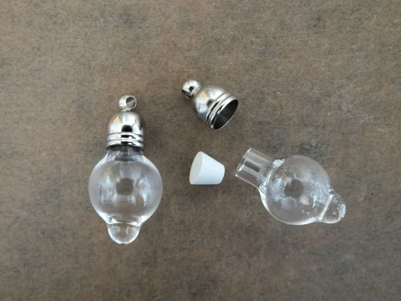 

Free ship!! 23x11mm Small ball glass globe pendant/silver plated cap/ rice wish necklace pendant