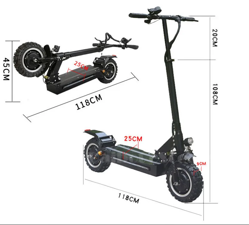 11 Inch Off Road Electric Scooter 60V 2400W Powerful Foldable Electric Bicycle Bike Skateboard for Adults  (9)