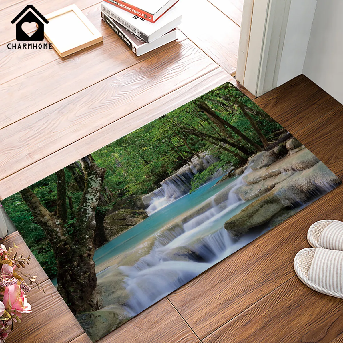 

CHARMHOME Fashion Living Room Doormat 3d Vivid Waterfall Pattern Doormat Custom Door Mat Home Decor Carpet Fashion Rug
