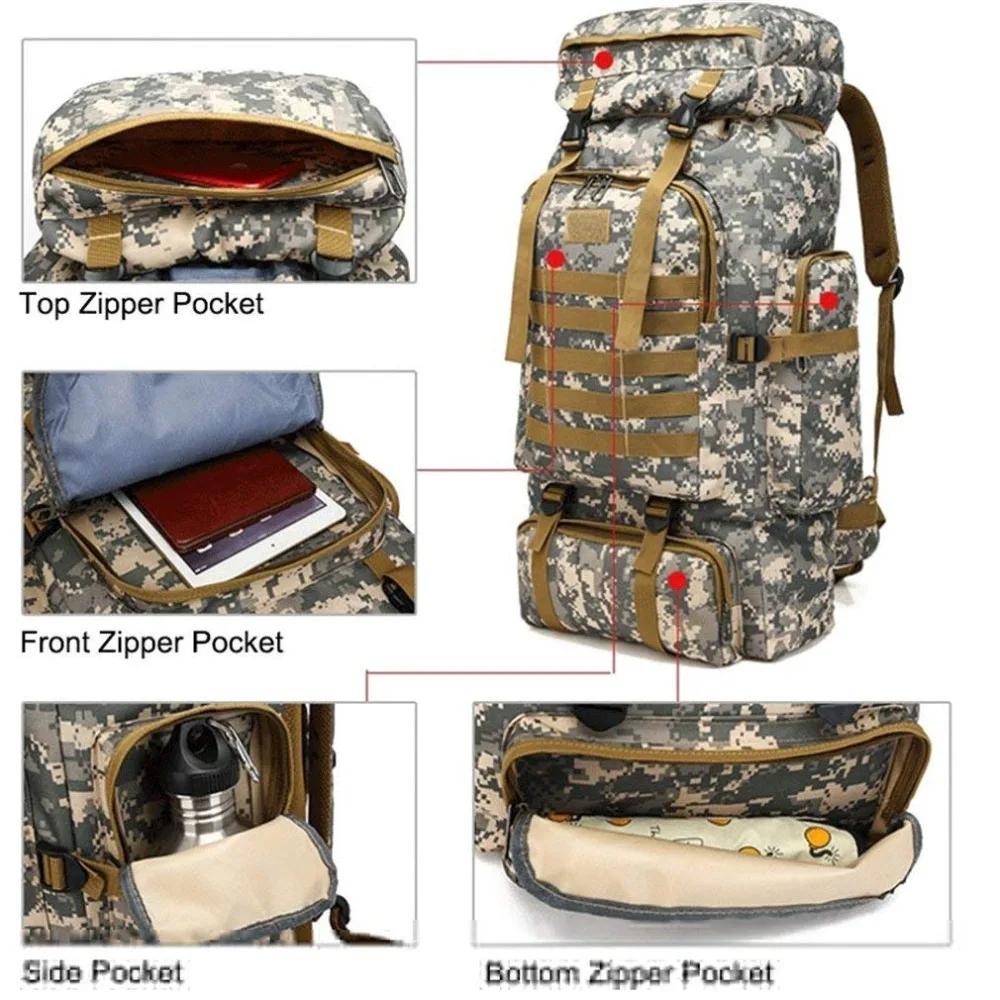 70L 600D походный альпинистский рюкзак военный Молл Камуфляж Водонепроницаемая тактическая сумка Регулируемая большая емкость