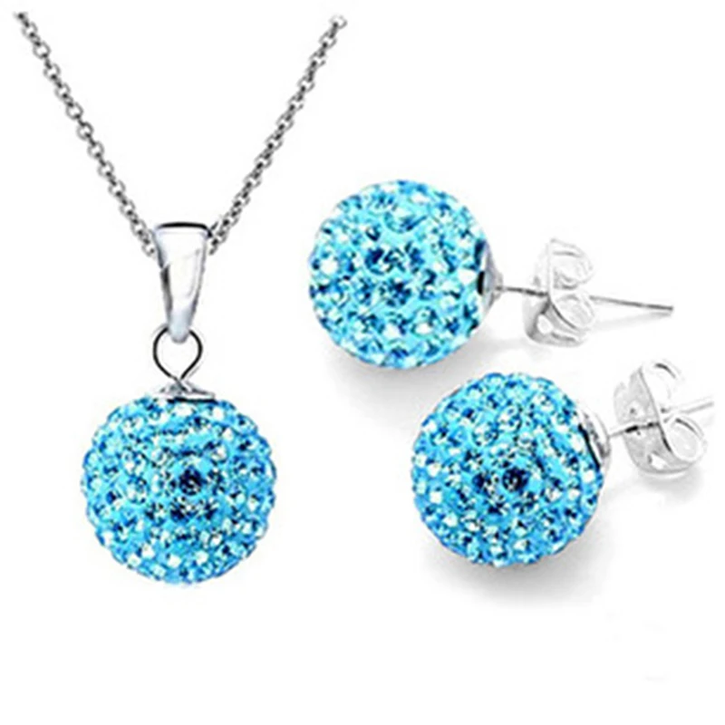 Комплект из колье и серёг гвоздиков с кристаллами|Ювелирные наборы| |