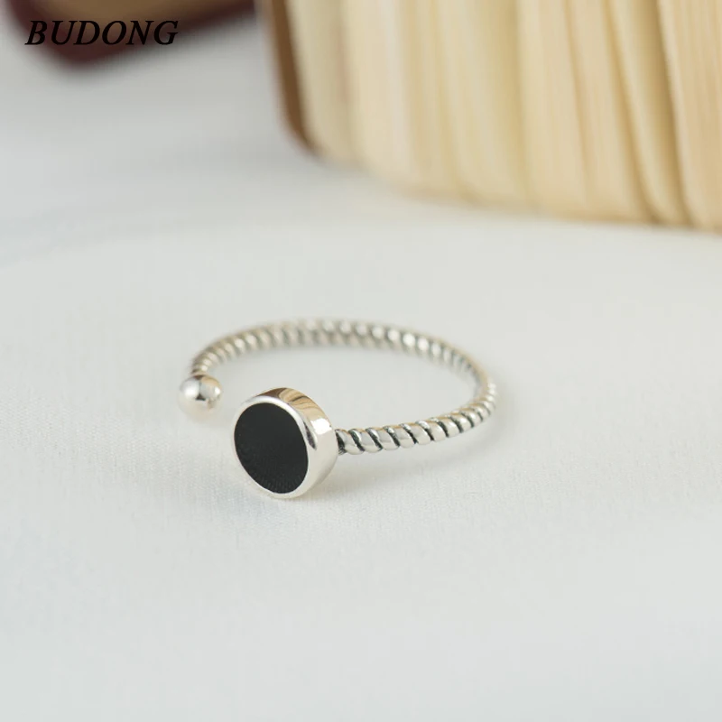 

BUDONG 2018 Genuine 925 Sterling Silver Adjustable Korean Style Ring Female Finger Ring Sterling Silver Wedding Jewelry XURT149