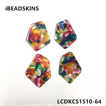 

New arrival! 37x28mm 50pcs/lot multicolor acetic acid imitate marble texture irregular-shape charm for earring/Jewelry DIY