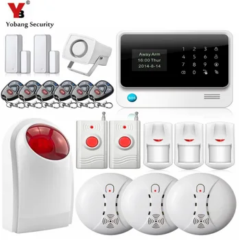 

YobangSecurity Wifi GSM Home Security Alarm System G90B Touch Screen Wireless Alarm System with Fire Smoke Sensor Strobe Siren