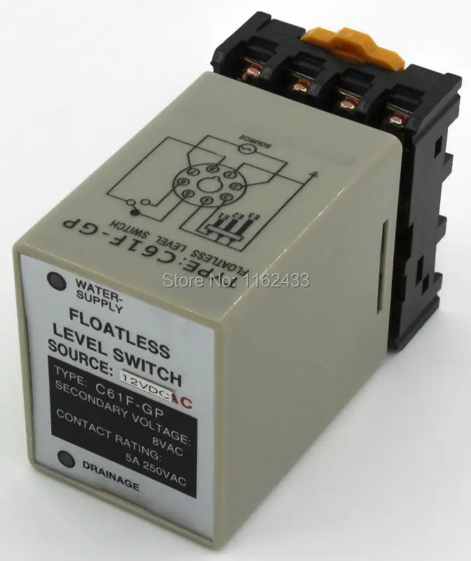 C61F GP DC 12V floatless level switch / relay with socket base 12VDC