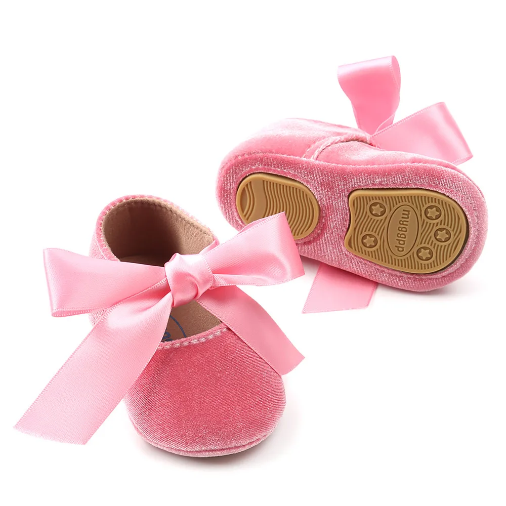 Детская обувь для девочек; бархатная обувь принцессы; модная обувь для малышей с бантом;#30