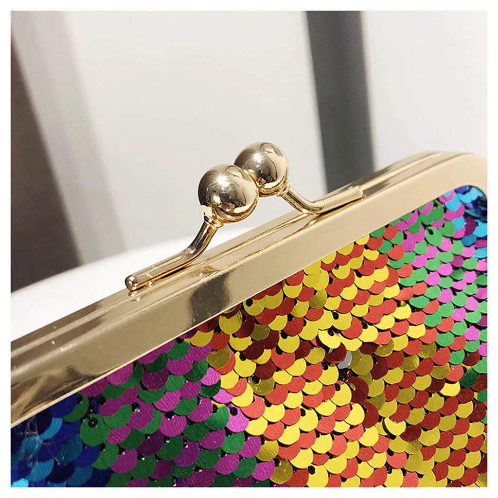 Shoulder Bag Gradient Sequin Material Fashion Nightclub Stage Style Chain Bag