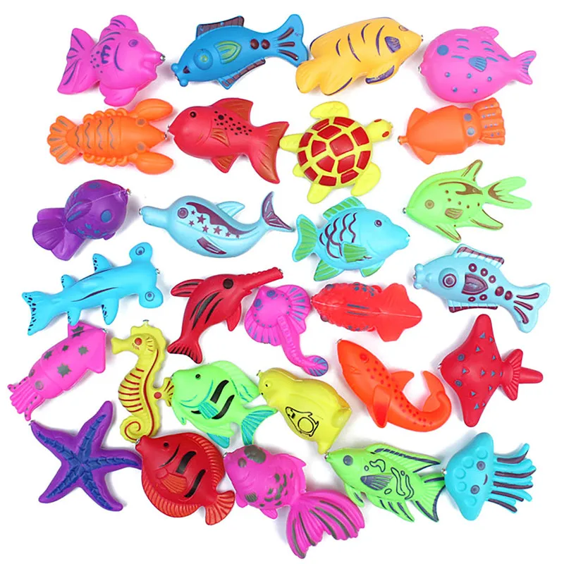 

3pc 6-9 CM Plastic Magnetic Floating Fish Toy Outdoor Funny Fishing Tool for Kid Random Delivery