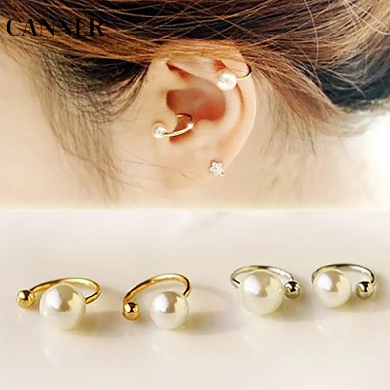 

Canner Pearl Ear Clip U Clip Fashion Clip-on Earrings Women Elegant Gold Silver Earrings Girl Korean Personality Jewelry