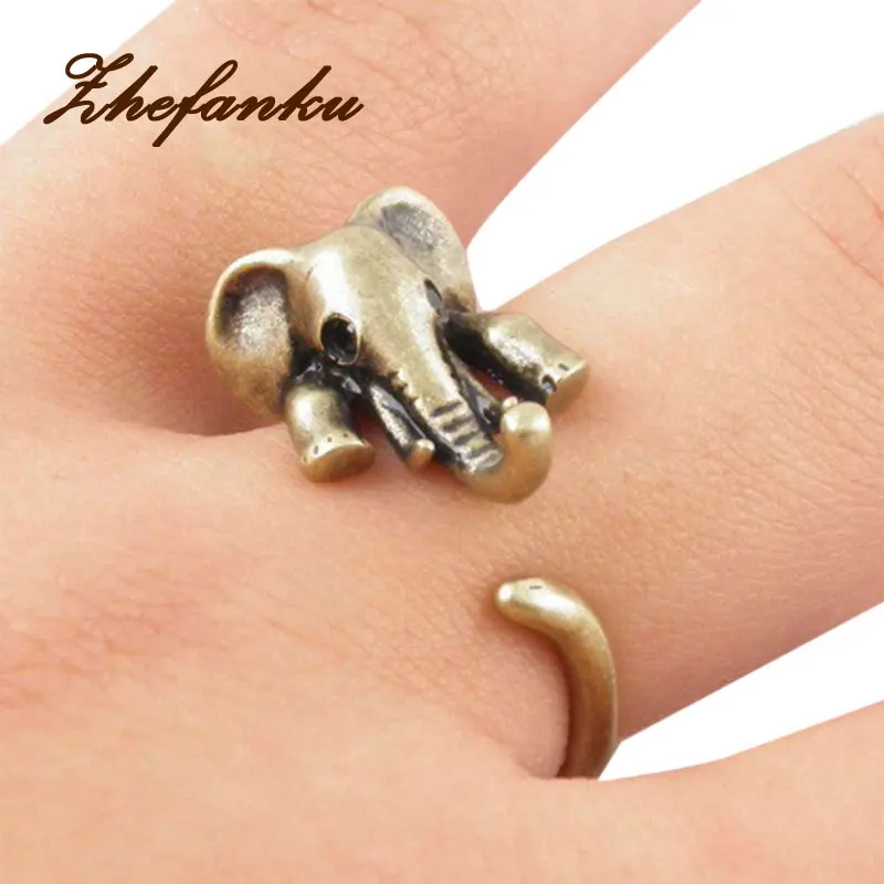 

Adjustable 3D Open Animal Wrap Rings Elephant Unique Trendy Retro Vintage Chic Mid Finger Ring Jewelry Drop Shipping