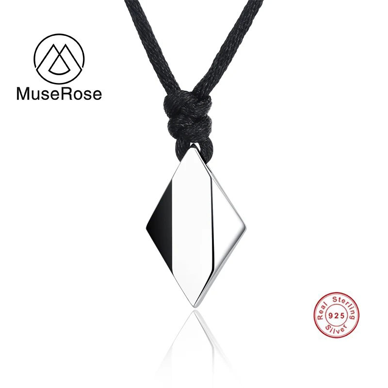

Real 925 Sterling Silver Pendant Necklace Handmade Men Jewelry Lucky Stone Personalized Custom Any Letter Font Gift for Friend