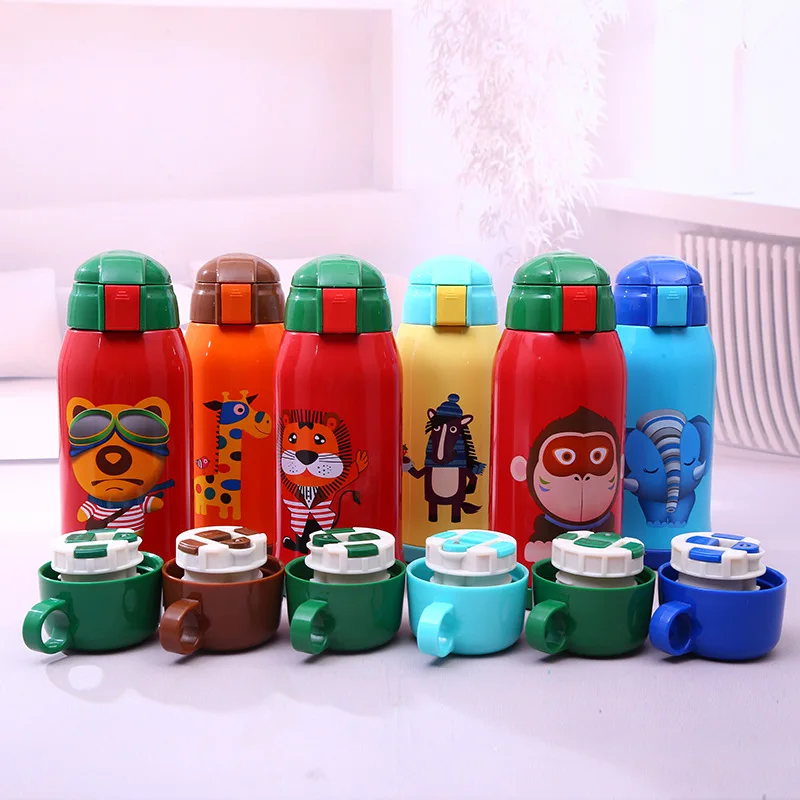 

Heat Preservation Bottle Kid Cartoon 304 Stainless Steel Insulation Pot Creative Gift Straws Thermos Bottle Outdoor Sport Kettle