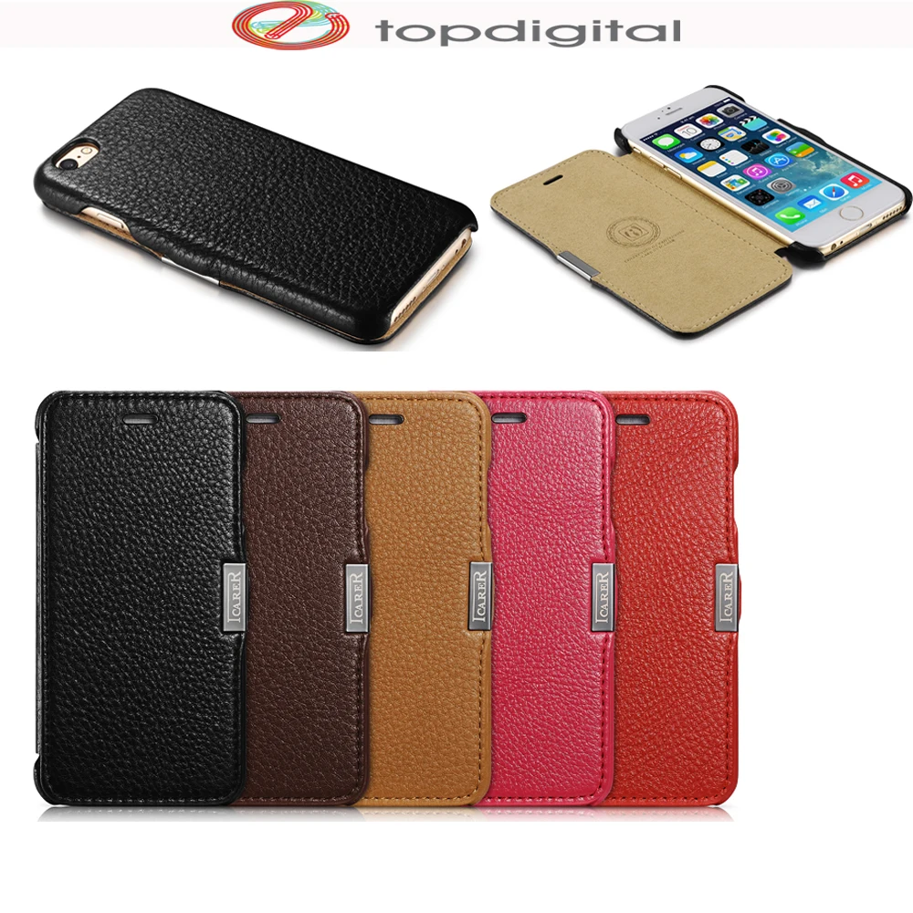 

icarer Luxury for iPhone 6 Leather Case Flip Genuine Leather for iPhone 6s Cover Folio Magnetic Closure Protective Phone Bag