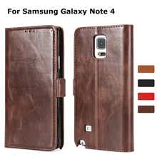 Leather Wallet Case for Samsung Galaxy Note 4 Magnetic Flip Case with 3 Cards Slot Cash for Samsung Note 4 N9100 Case Cover enkay protective flip open pu plastic case w stand card slots for samsung galaxy note 4 n9100