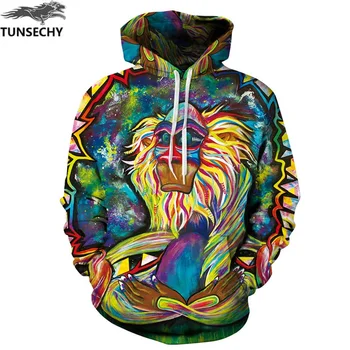 

TUNSECHY Spring Autumn Hooded Hoodies Men/women 3D Sweatshirts With Cap Print Wizard Clown Oil Printing Hoody Hoodies