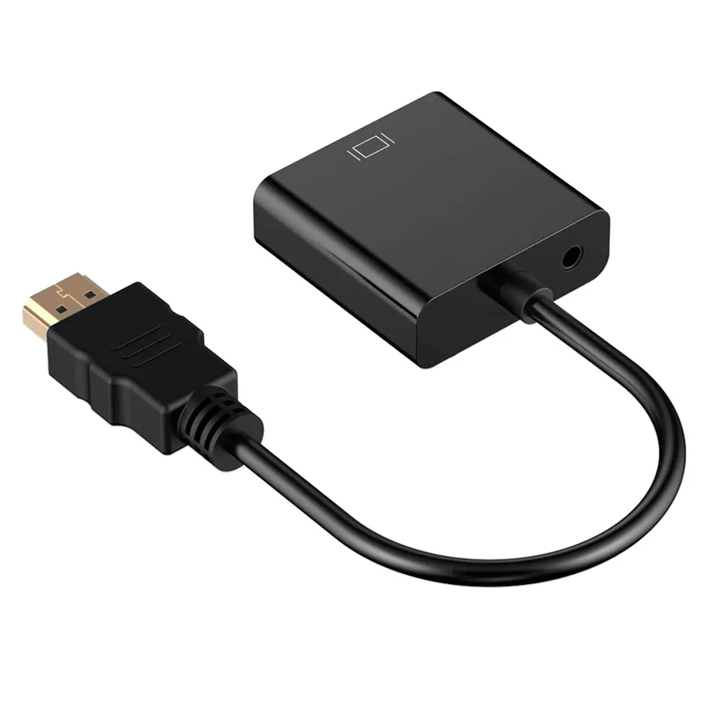 OcioDual HDMI Мужской к VGA Женский адаптер кабель с аудио выходом миниджек 3,5 мм черный видео до 1080 p преобразователь сигнала активный