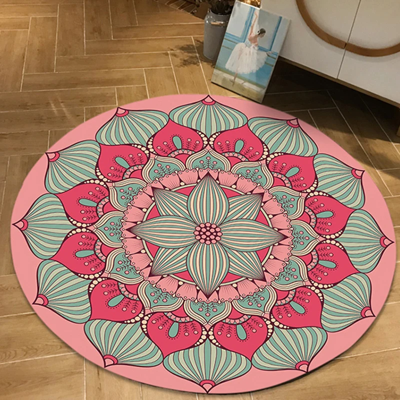 

Persian Floor Chair Mat Cloakroom Rugs And Carpets Mandala Yoga Mat Non-slip Round Carpet For Living Room