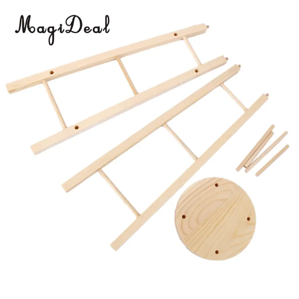 MagiDeal Brand New 1Pc Hair Stand Wooden Stick Supporter HIgh Stool H35.5cm for 1/3 SD BJD Doll House Room Decor Furniture Toy