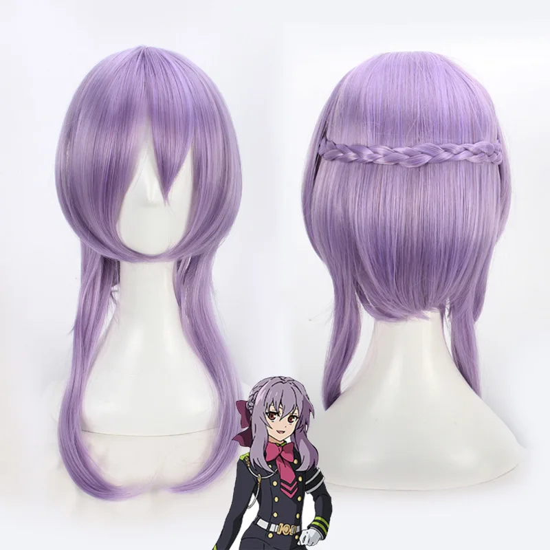 

Seraph Of The End Hiiragi Shinoa High Quality Heat Resistant Synthetic Wig Purple Sexy Synthetic Hair Cosplay Wigs + Wig Cap