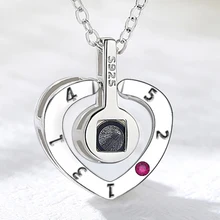 Медь Свадебные Любовь Заявление Цепочки и ожерелья s для Для женщин I Love You 100 языков Свет Проекция кулон сердце Цепочки и ожерелья