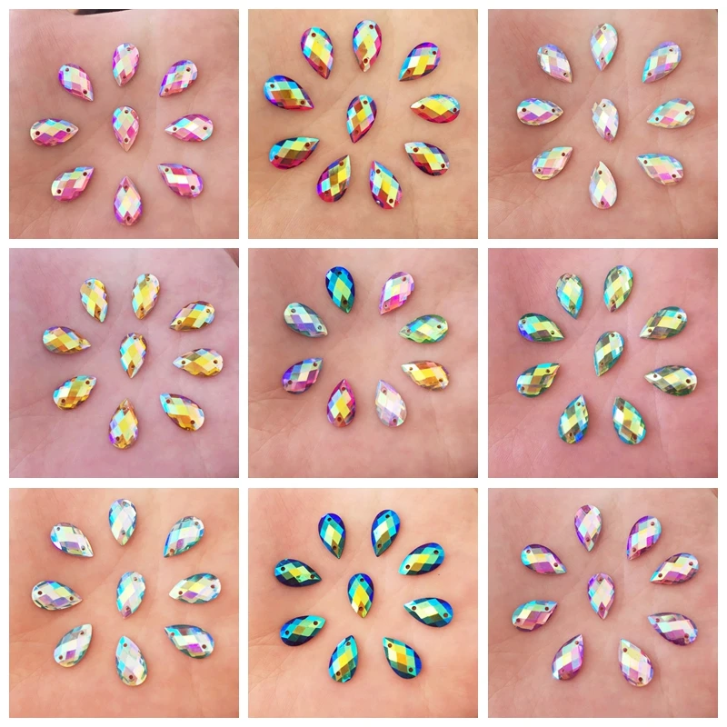 DIY 400pcs AB Water droplets shape Resin Flatback Rhinestone Wedding