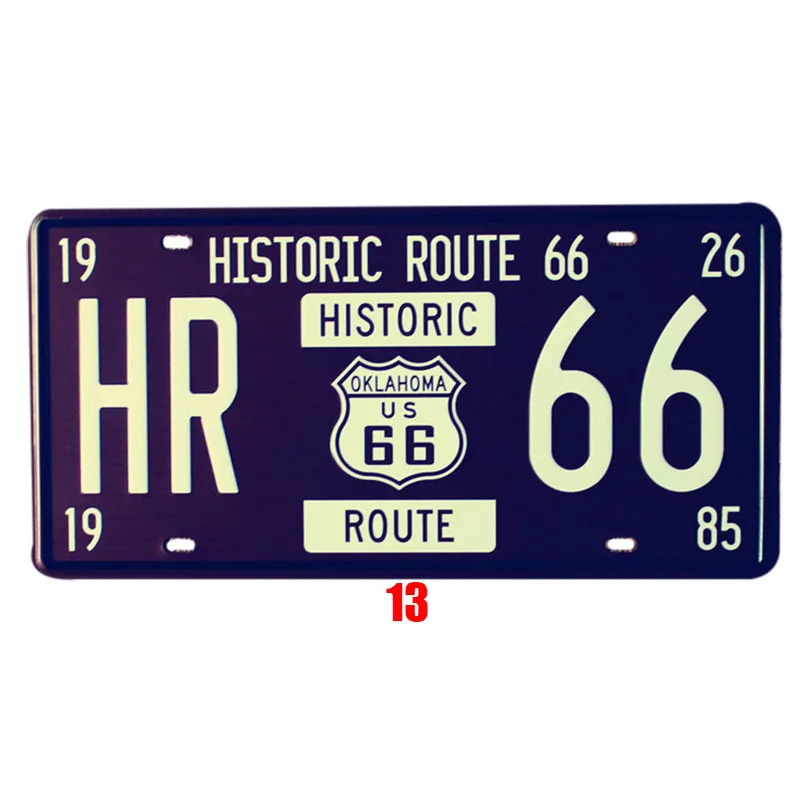 Номер машины, металлическая пластина, Ретро стиль, США, Декор, Route 66, Оловянная вывеска, бар, паб, гараж, металлические вывески, декоративная металлическая доска, 15x30 см