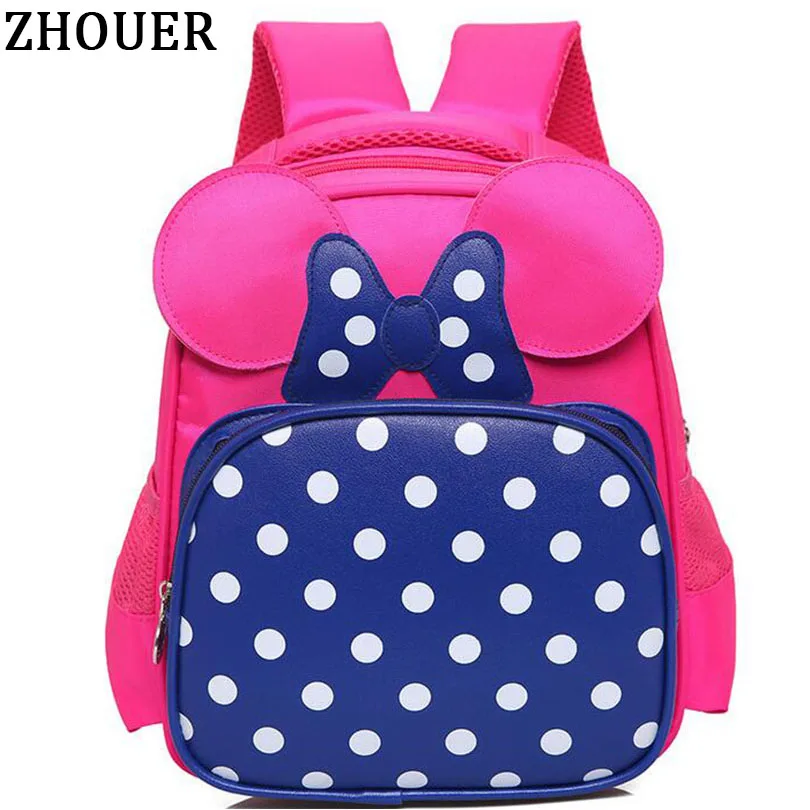 Primary Girls Backpacks with Dots and Bowtie Pink Minnie Back Bags
