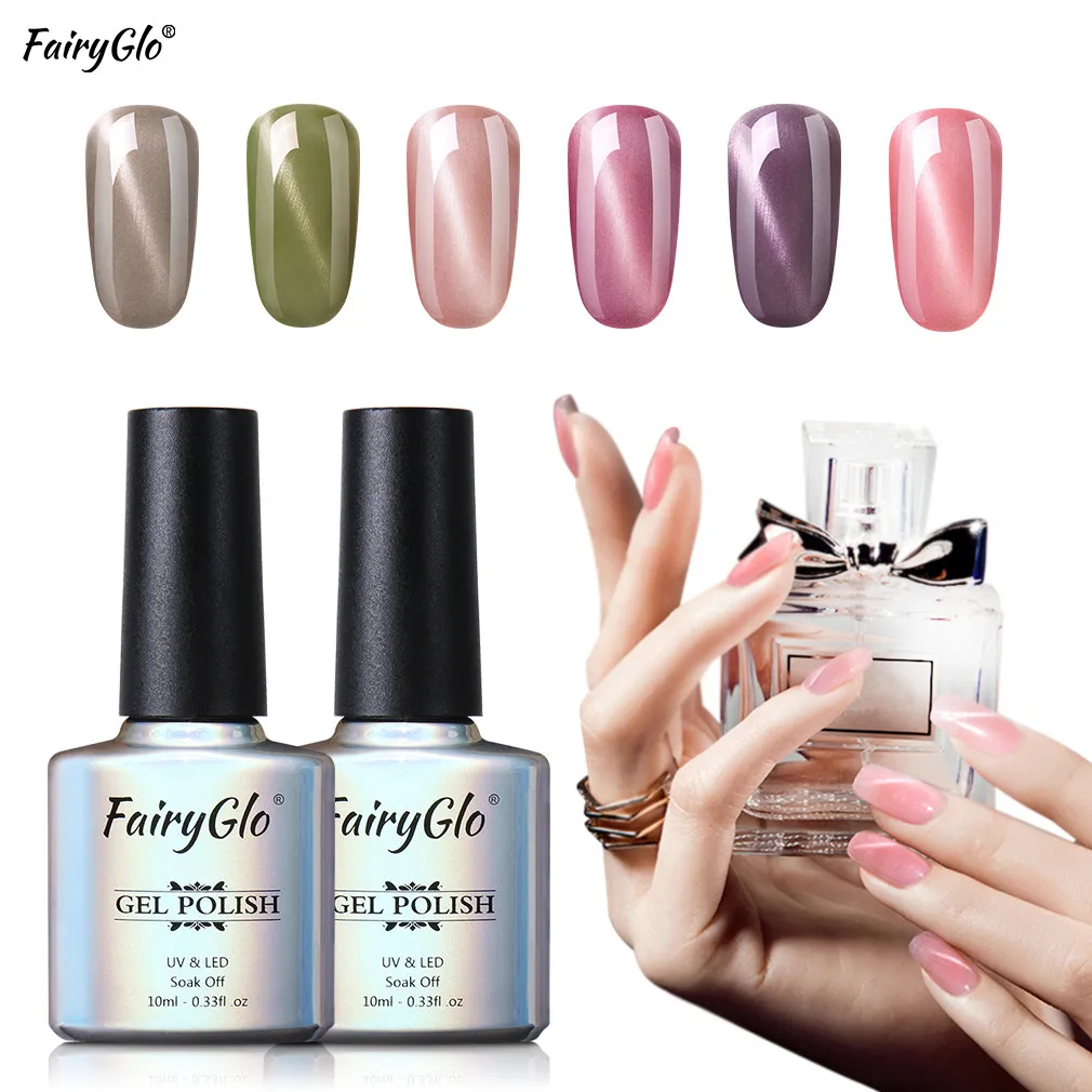

FairyGlo 10ML Jade Cat Eye Nail Gel Polish Vernis Semi Permanent UV Gel Nail Polish Wine Red Cat Eyes Nails Lacquer Nail Art