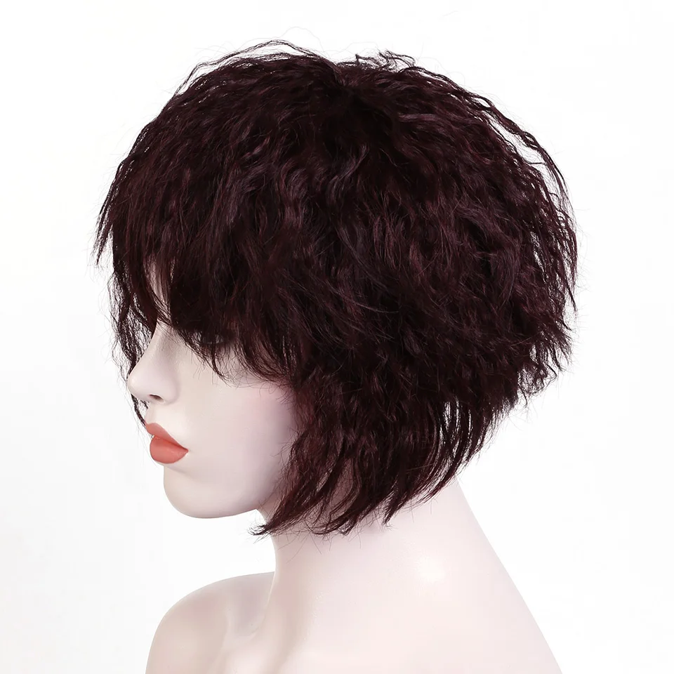 SHANGKE короткие коричневые кудрявые вьющиеся волосы парики женские Натуральные Искусственные волосы термостойкие синтетические афро-американские парики для женщин