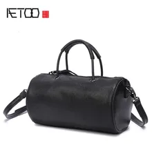 AETOO Black sheepskin bag simple female Korean version of the shoulder Messenger bag leather mini cylindrical bag