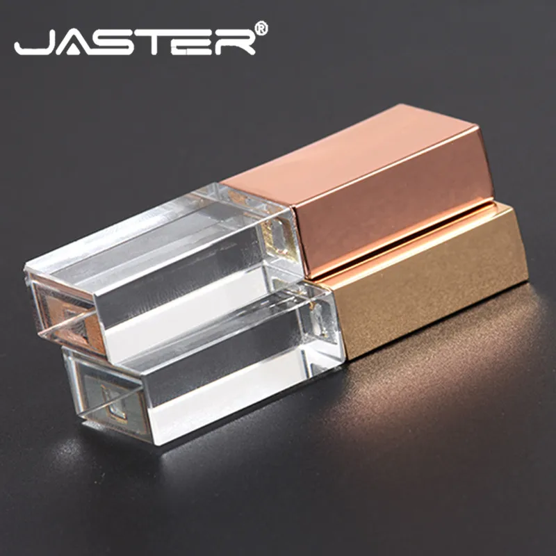 

JASTER Crystal USB Flash Drive with Letters Printing 16GB USB 2.0 Flash Memory Stick Pendrive Metal Pen Drive