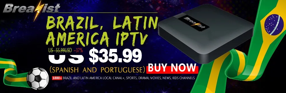 Breakist iptv Brasil iptv Бразилии Латинской ip tv box android 7,1 С испанский, португальский США арабский live КАНАЛЫ и Vods