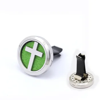 

2016 New 30mm Stainless Steel Cross Aromatherapy/Essential Oil Diffuser Perfume Locket Clip for Car (Without Chain)