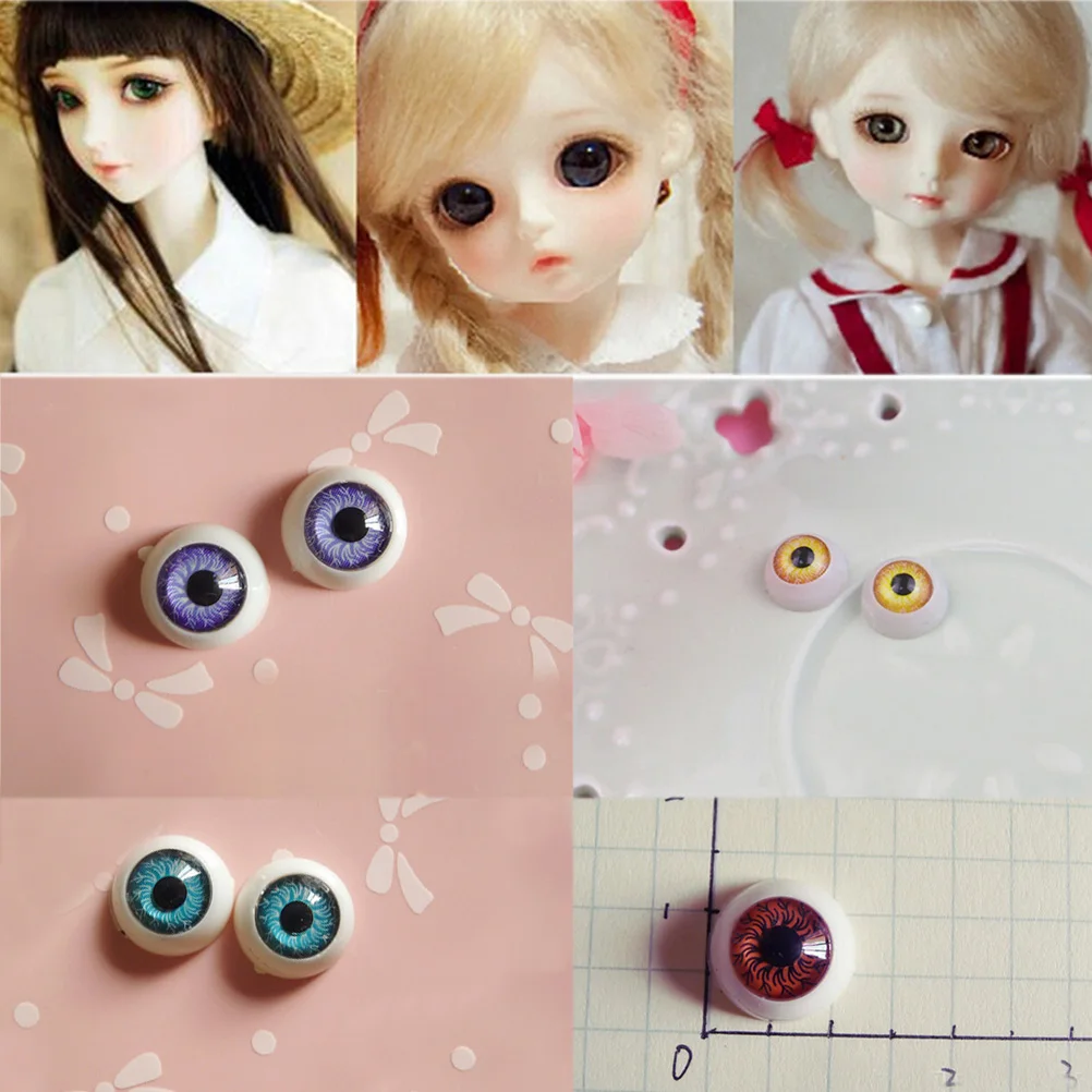 1 Pairs 12mm Doll Eyeballs Half Round Acrylic Eyes for DIY Doll Bear Crafts 5 Colors