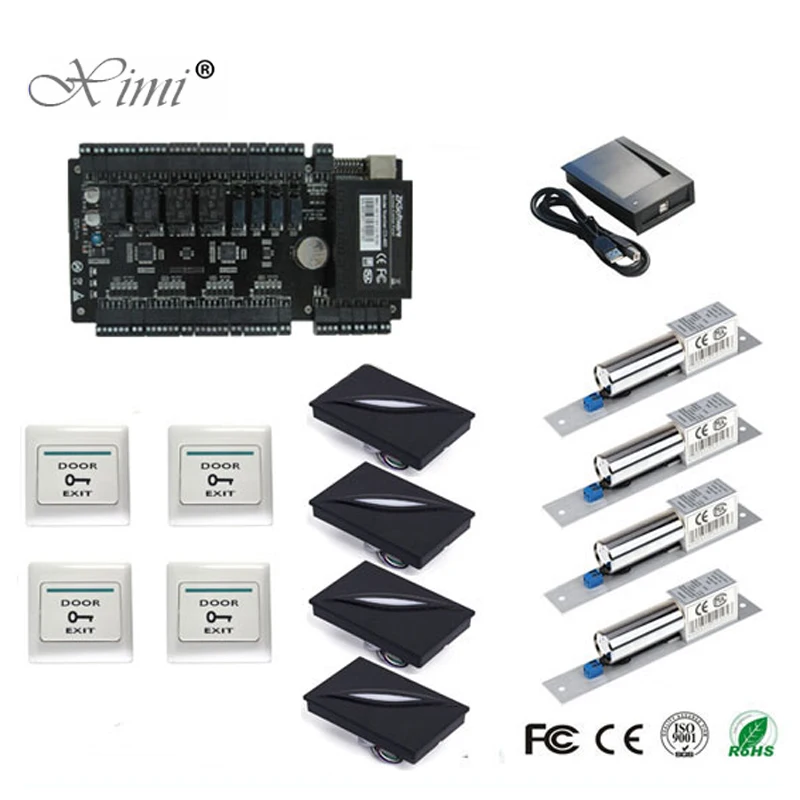 

4 Doors Access Control System C3-400 ZK Door Access Control Panel With TCP/IP RS232 Communication Free Software