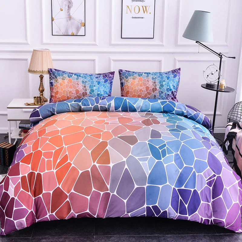 

Boniu Luxury Bedroom Gradient Marble Bedding Set Soft Geometric Duvet Cover with Pillow Covers US UK AU Queen Size Bed Set