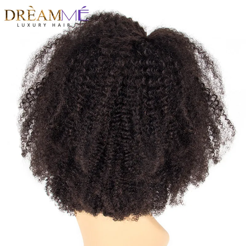 Парики из натуральных волос на шнурках для женщин бразильские волосы remy афро кудрявые вьющиеся бесклеевой парик на сеточке с волосами для малышей dreamme