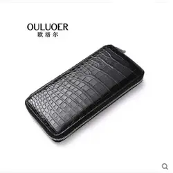 Ouluoer сумка из крокодиловой кожи Длинный кошелек на молнии кожаный живот мужчины большой емкости высокого качества простая ручная сумка