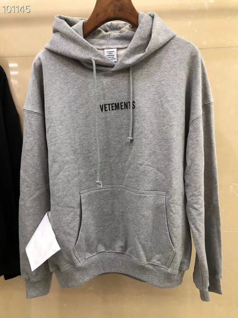 Embroidery Vetements Hoodies Black Casual Loog Sleeve Big tag Autumn Winter Pullover Men Women 1:1 Hip Hop Vetements Hoodies