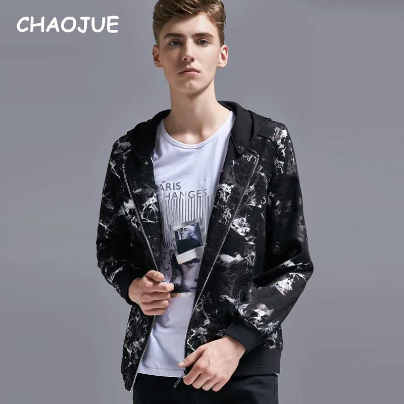 CHAOJUE Brand Short Top Printed Coat Mens Personality