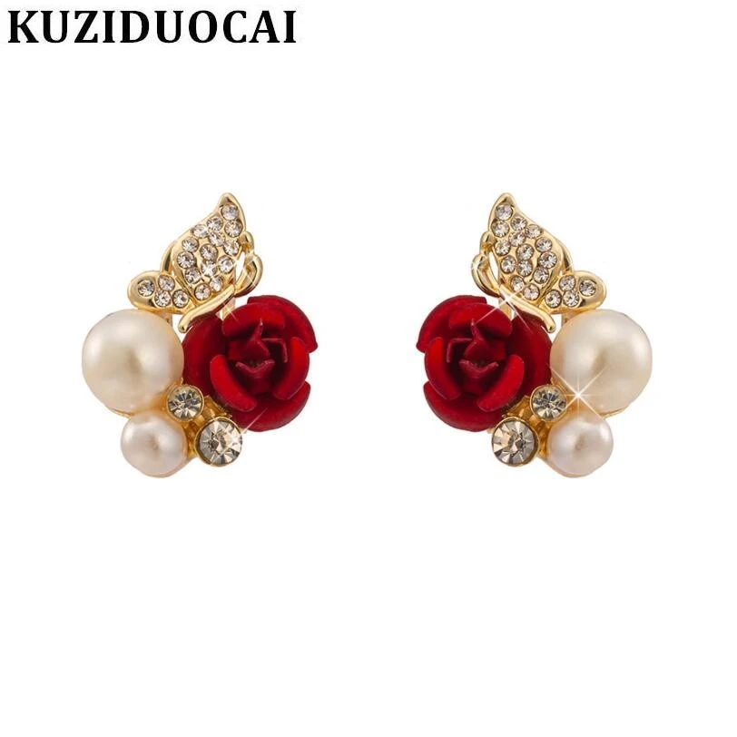Kuziduocai новые модные ювелирные изделия красная роза Крылья Ангела жемчужные