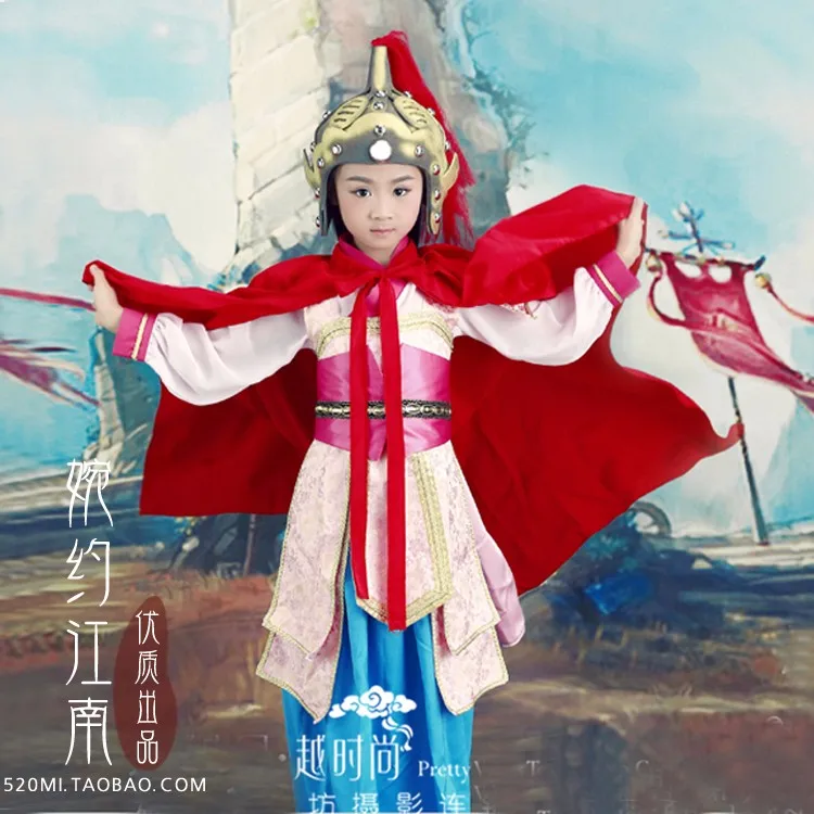 Хуа му Лан маленькая девочка крест пол общий костюм Hanfu Косплей Hanfu костюм для девочки