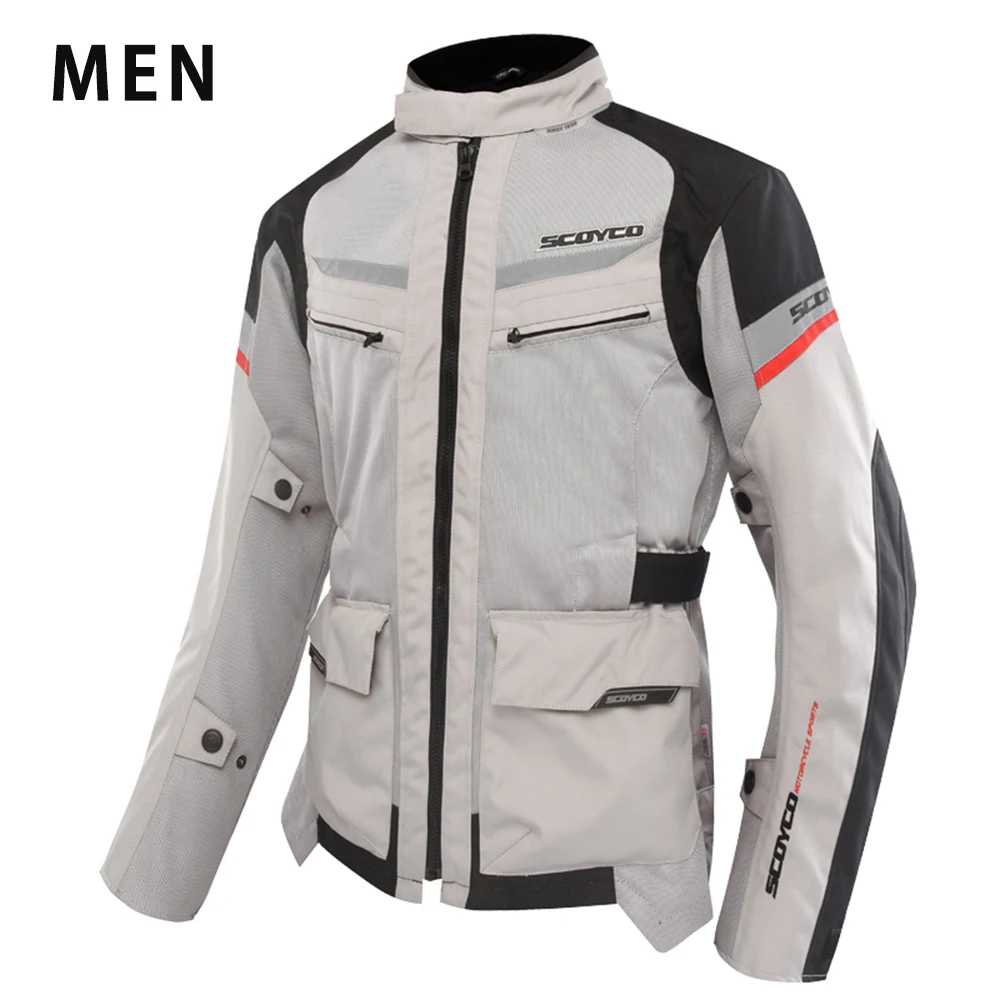 SCOYCO мотоциклетная куртка Защитное снаряжение Светоотражающая вентиляционная мотоциклетная куртка летняя дышащая мотоциклетная гоночная Джерси Одежда - Цвет: JK60 Gray Jacket