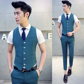 

Best selling men's suit vest new fashion Slim solid color suit wedding groom groomsmen dress support custom