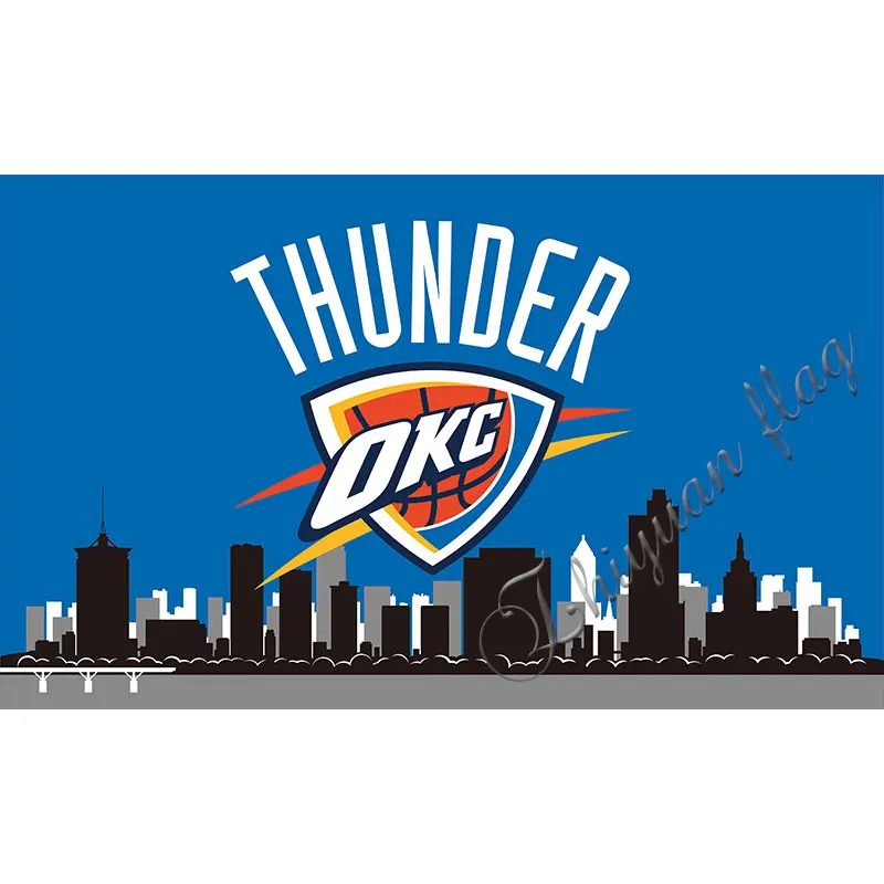 Oklahoma City Thunder Flag 3ft*5ft city skyline custom flagoklahoma